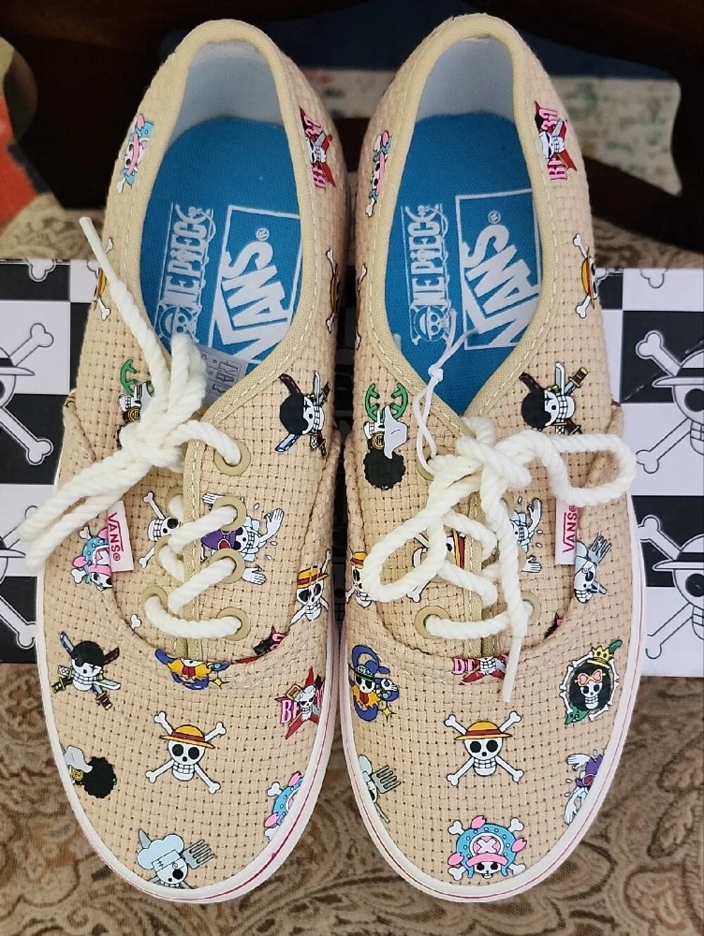 🏴‍☠️ NIB Vans x One Piece Authentic 'Straw Hat' Sneakers Size Men 5.5 / Women 7